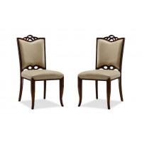 Manhattan Comfort DC005-CR Regent Cream and Walnut Faux Leather Dining Chair (Set of Two)